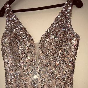 Nude colored dress perfect for wedding or prom